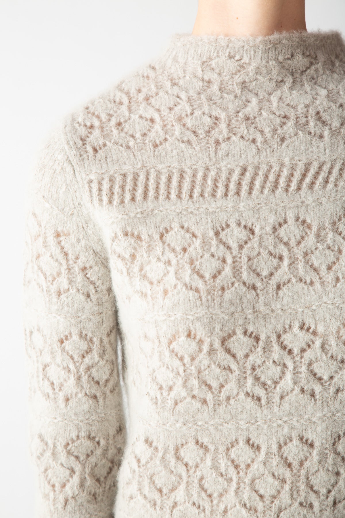 BOUCLE CASHMERE MOCKNECK TOP