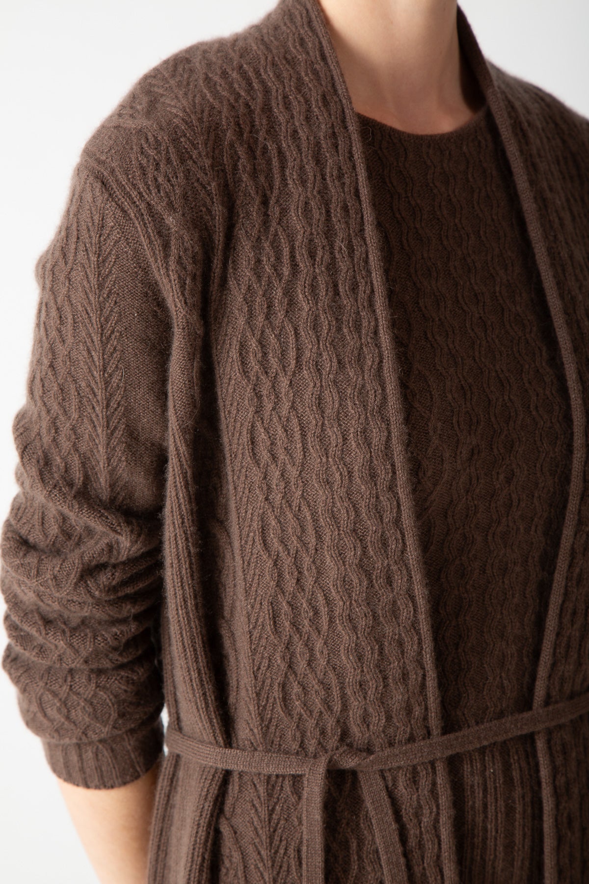 OPEN FRONT CABLE CARDIGAN