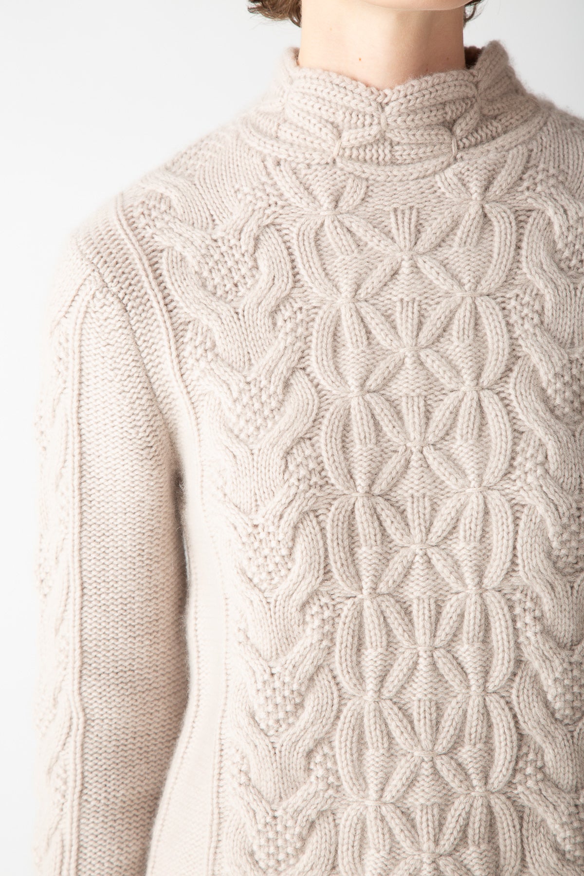 MIXED CABLE MOCKNECK
