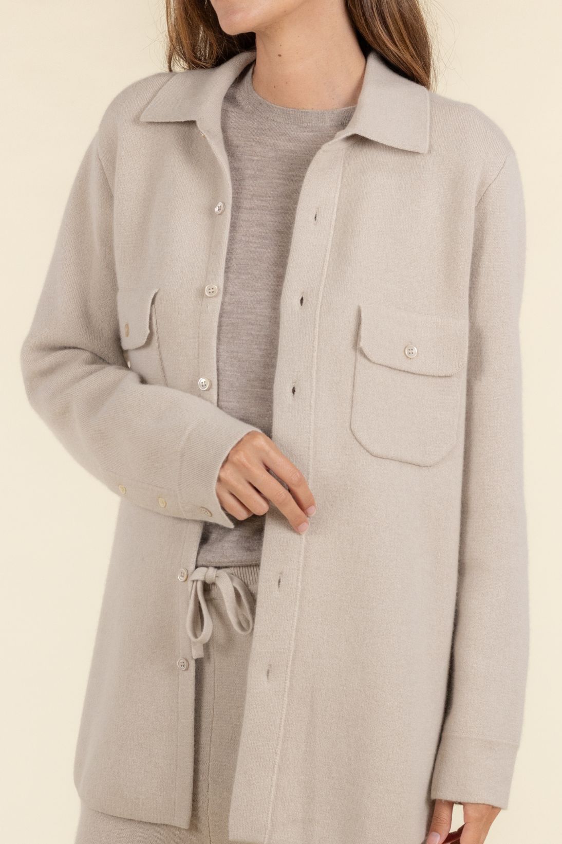 CASHMERE SHIRT JACKET WITH POCKETS