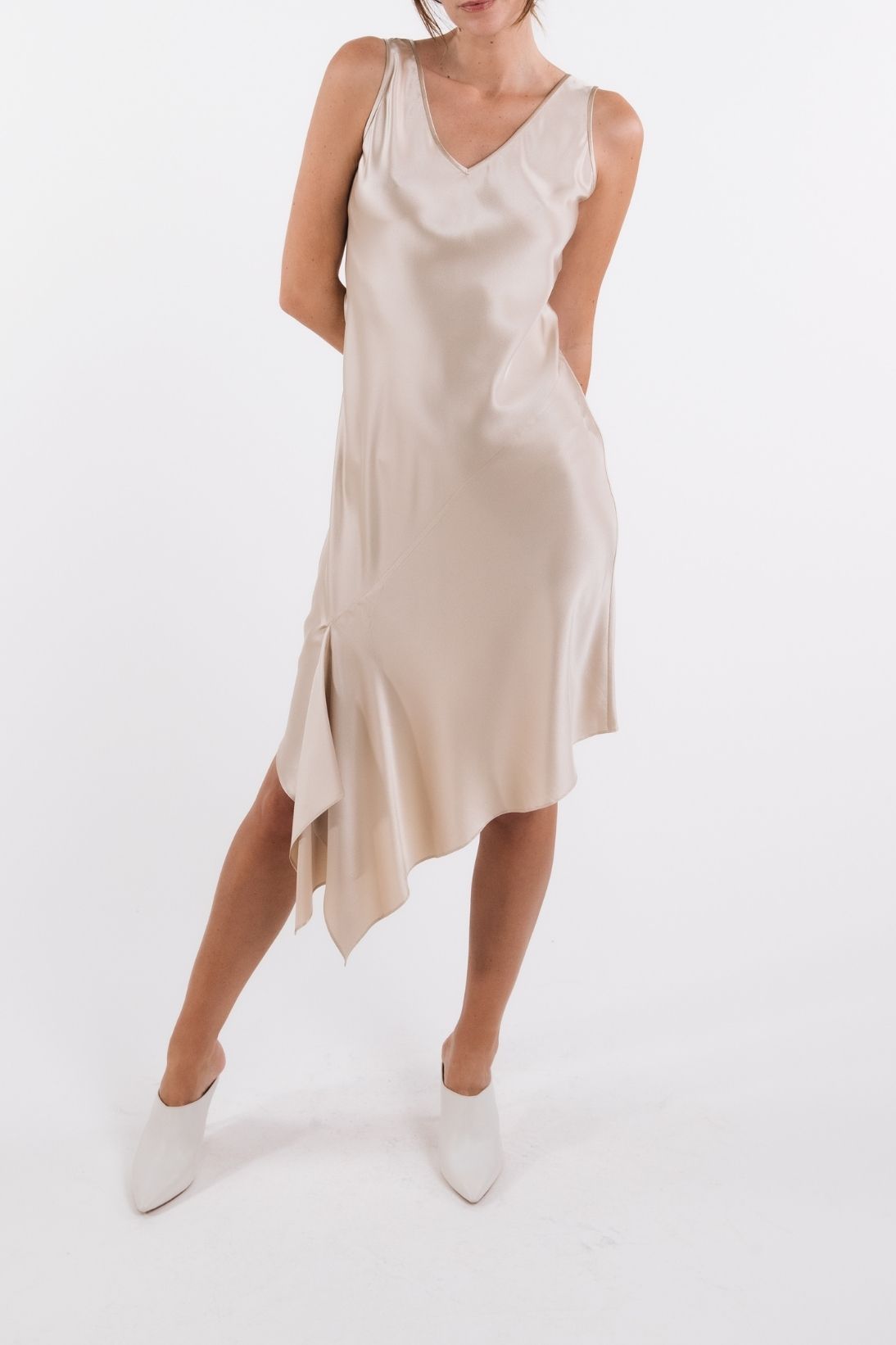 Women's asymmetric silk bias dress | TSE Women's asymmetric silk bias dress | TSE