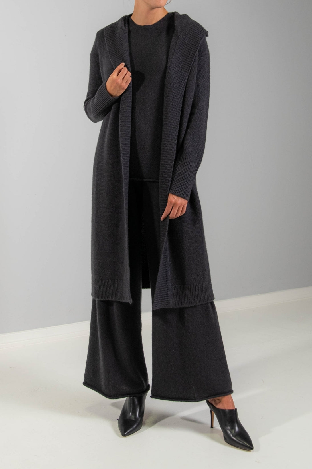 Women's recycled cashmere hooded duster cardigan TSE
