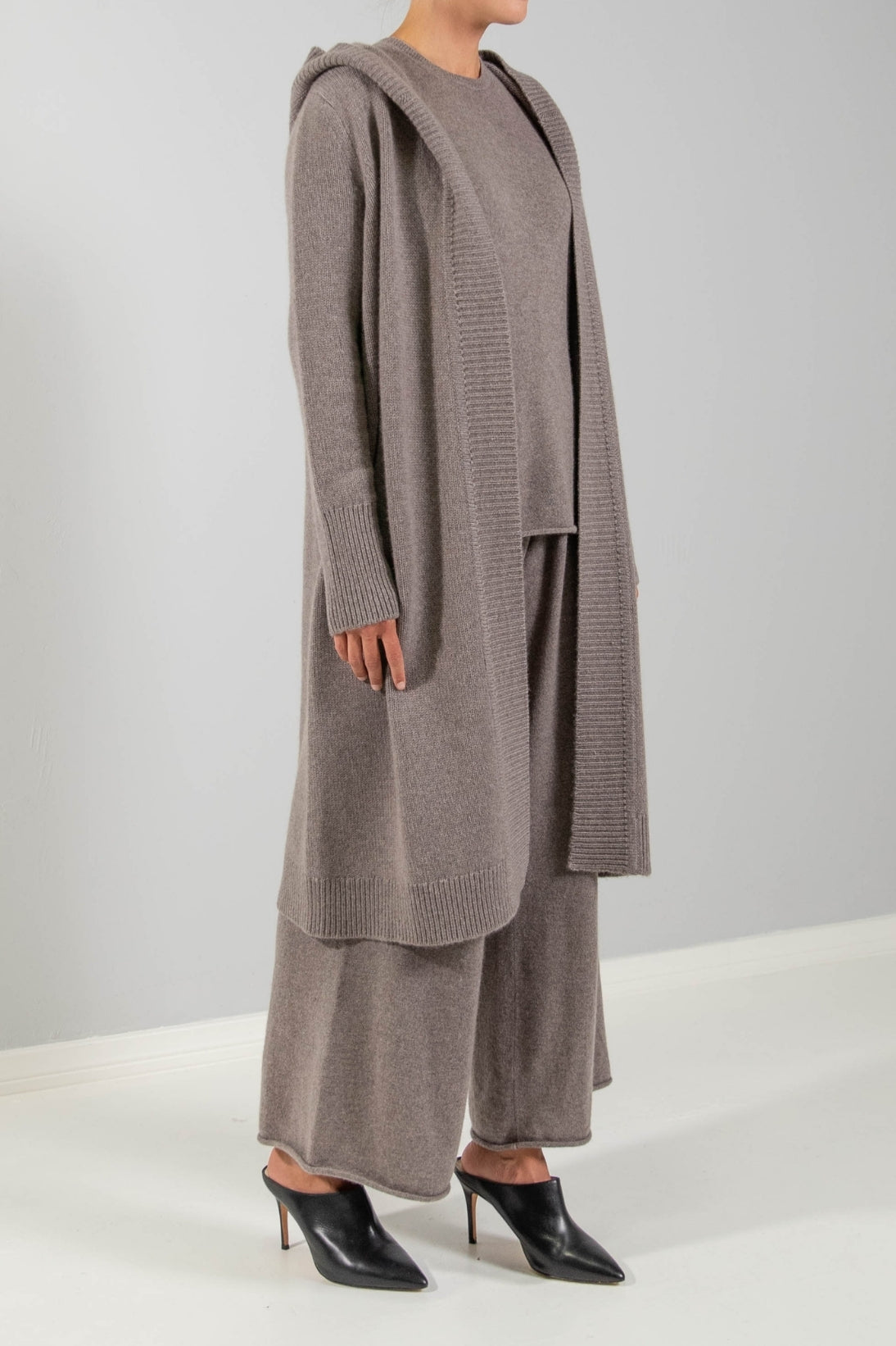 RECYCLED CASHMERE HOODED DUSTER CARDIGAN