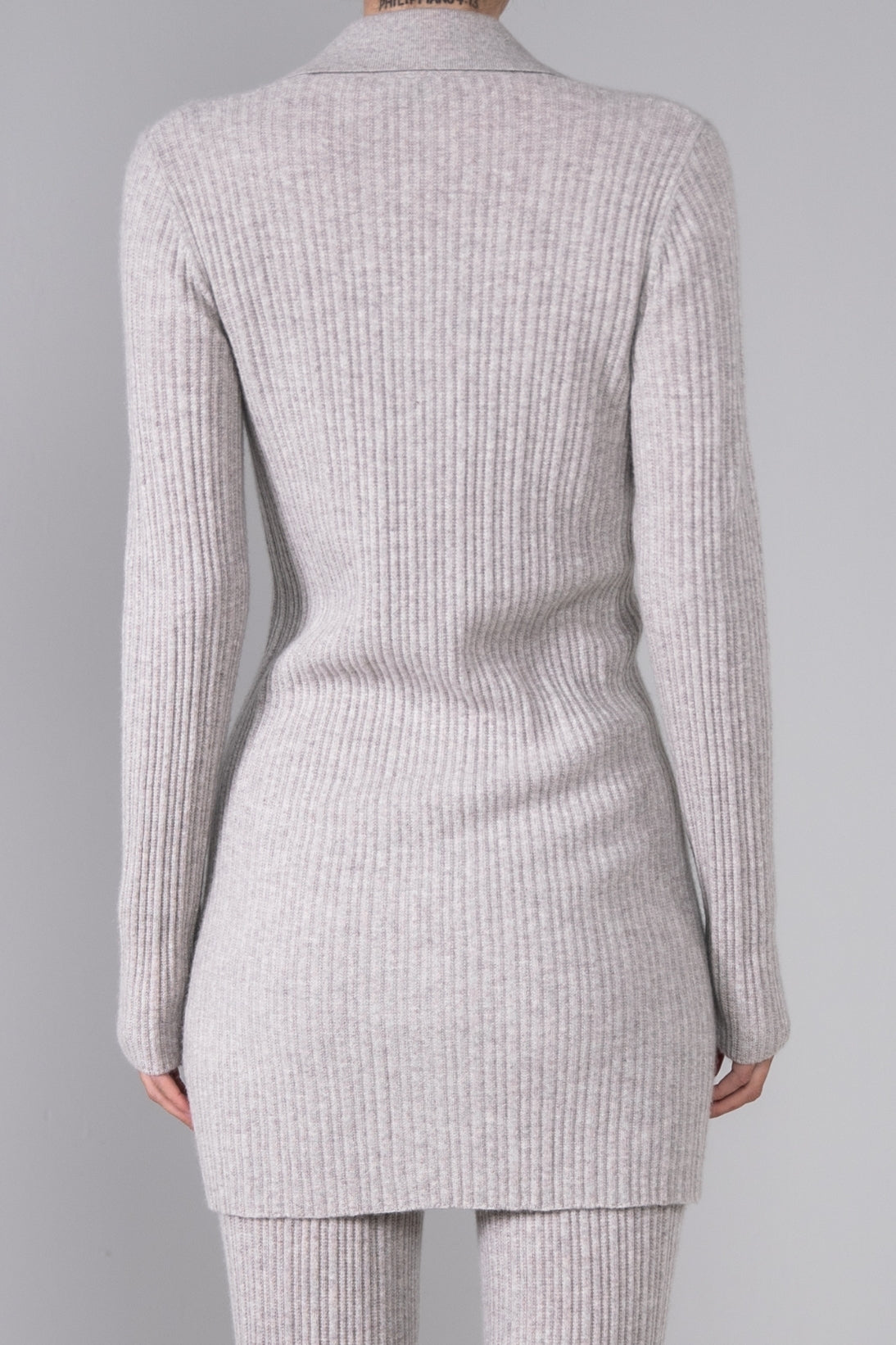 RIB LONG POLO CARDIGAN