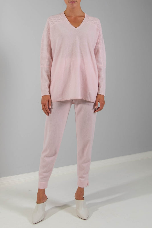 RECYCLED CASHMERE TEXTURED SLEEVE DOLMAN SWEATER