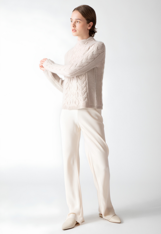 MIXED CABLE MOCKNECK