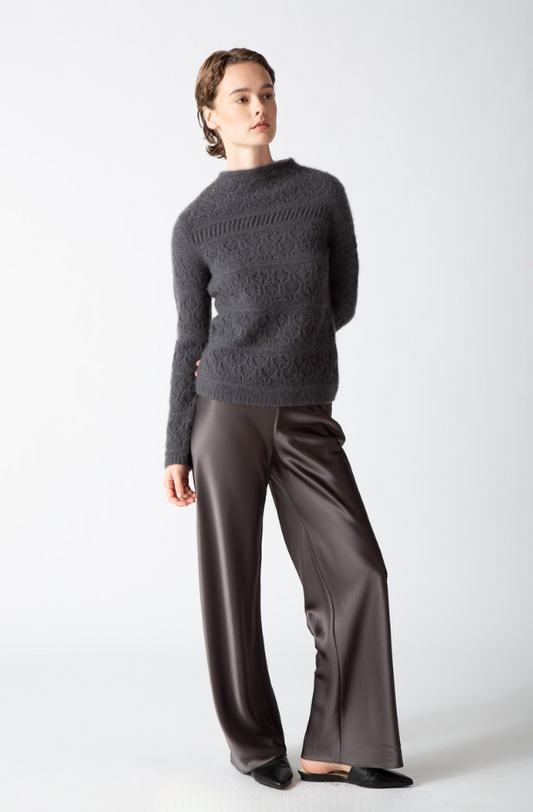 BOUCLE CASHMERE MOCKNECK TOP