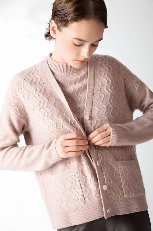 TEXTURED V-NECK CARDIGAN