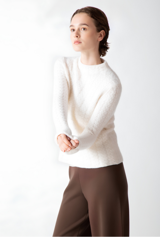 CABLE STITCH MOCKNECK TOP
