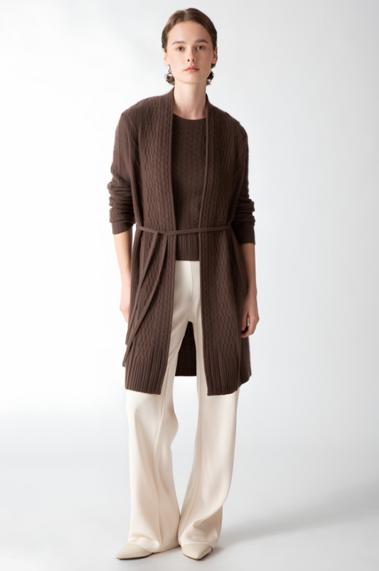 OPEN FRONT CABLE CARDIGAN