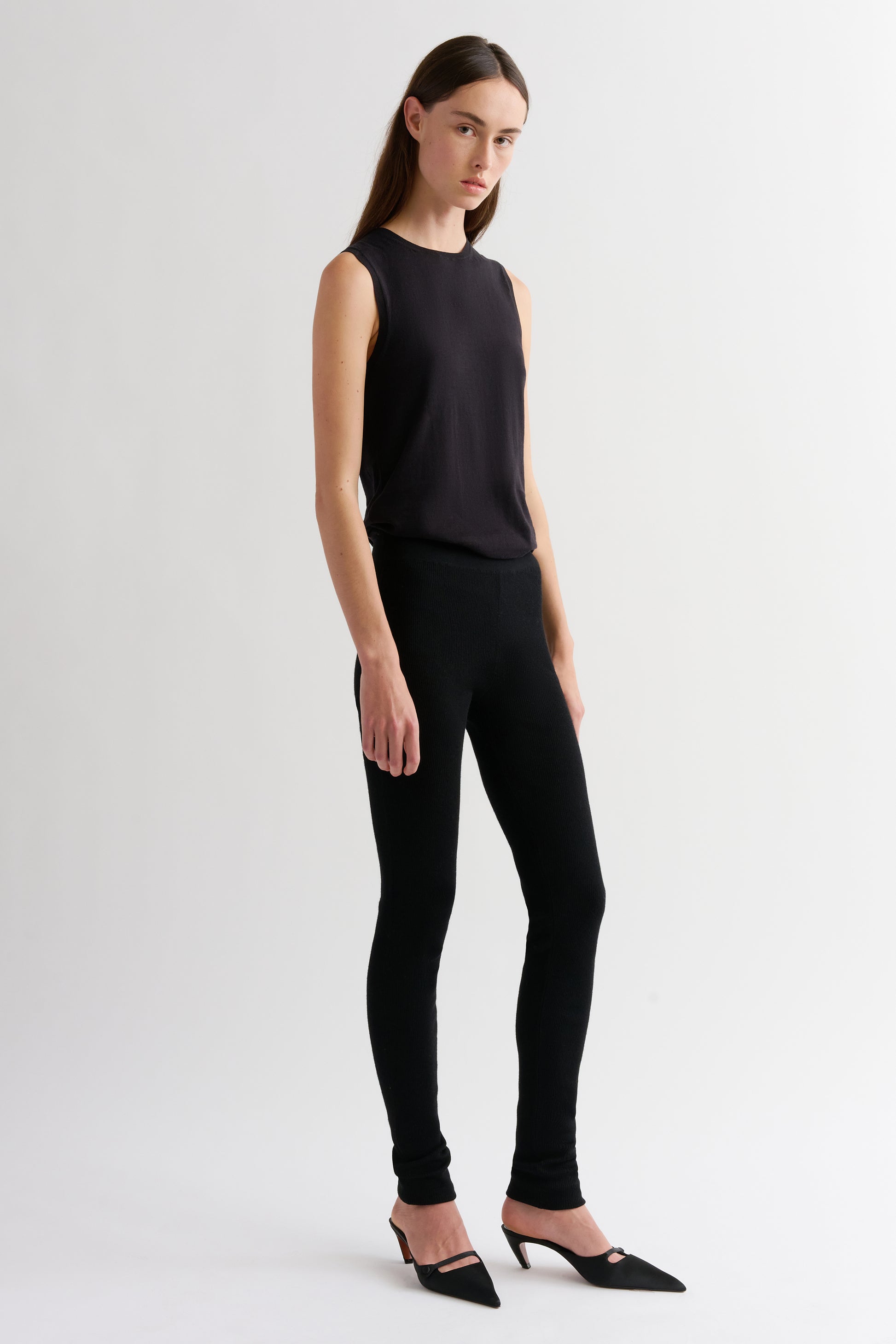 Women's Cashmere Silk Ribbed Leggings TSE - Main Image