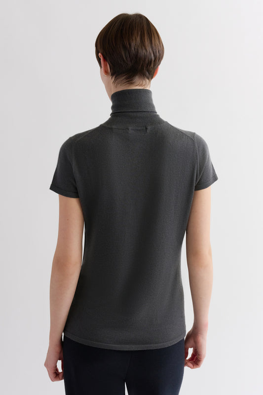 CASHMERE RIBBED ELBOW SLEEVE TURTLENECK