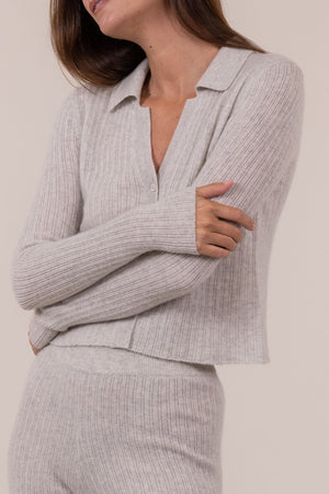 RIBBED CROPPED CARDIGAN TOP