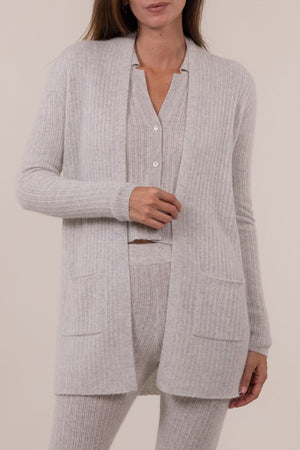RIBBED OPEN FRONT CARDIGAN