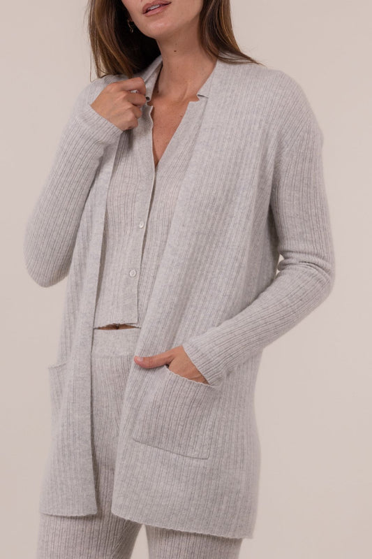 RIBBED OPEN FRONT CARDIGAN