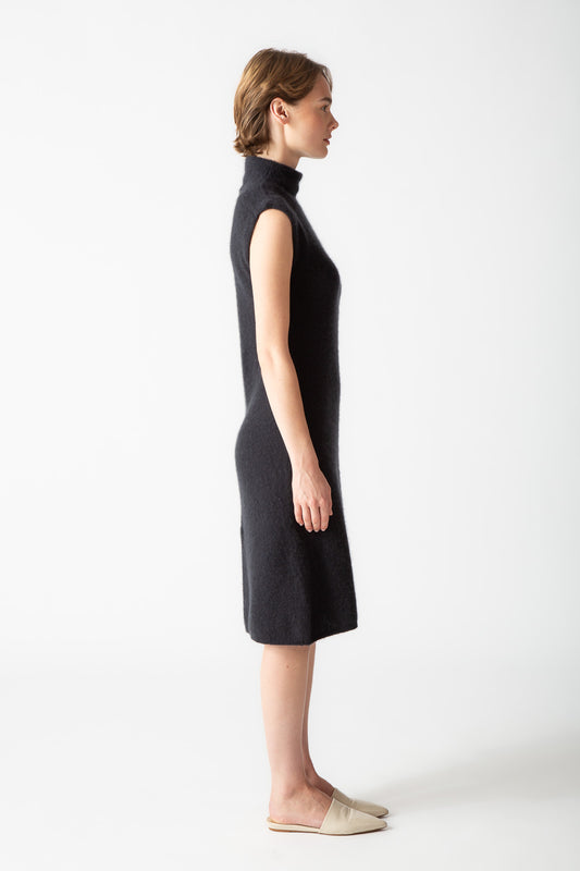 BOUCLE CASHMERE CAP SLEEVE DRESS