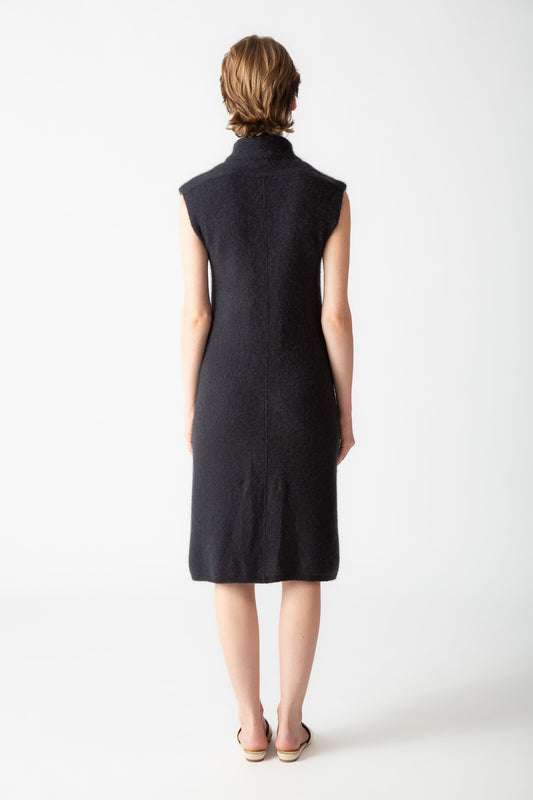 BOUCLE CASHMERE CAP SLEEVE DRESS