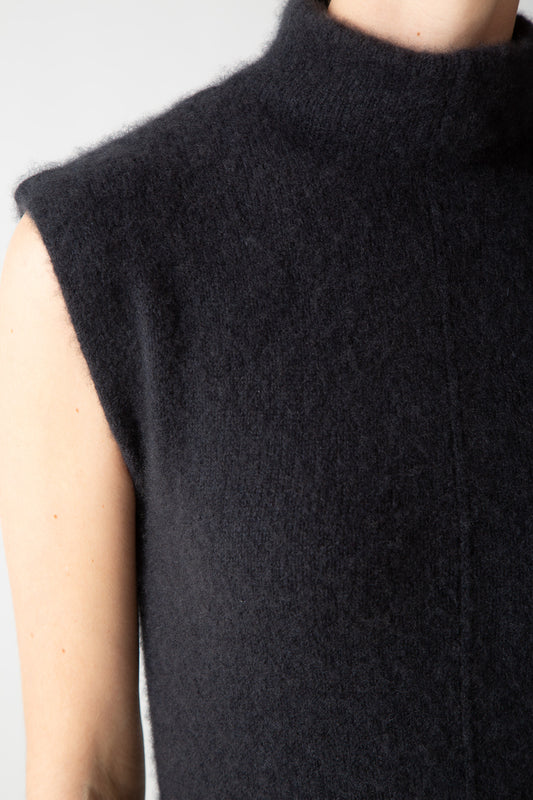 BOUCLE CASHMERE CAP SLEEVE DRESS