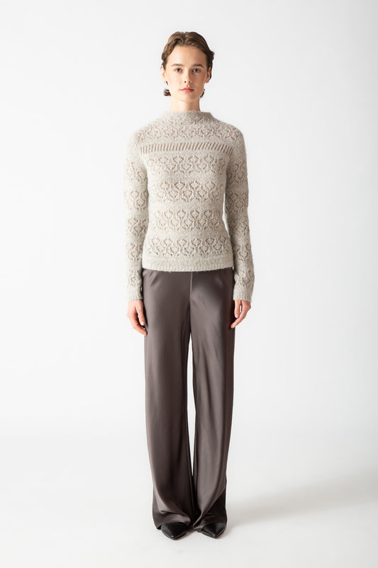 BOUCLE CASHMERE MOCKNECK TOP