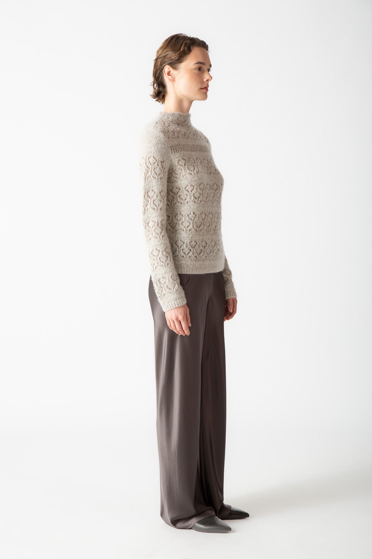 BOUCLE CASHMERE MOCKNECK TOP