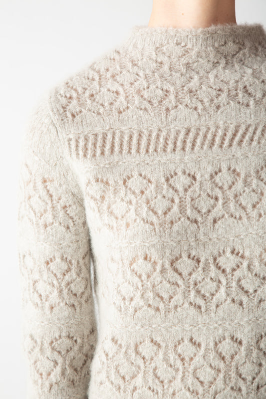 BOUCLE CASHMERE MOCKNECK TOP