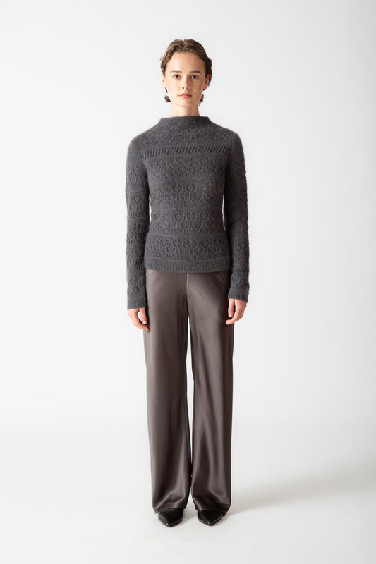 BOUCLE CASHMERE MOCKNECK TOP