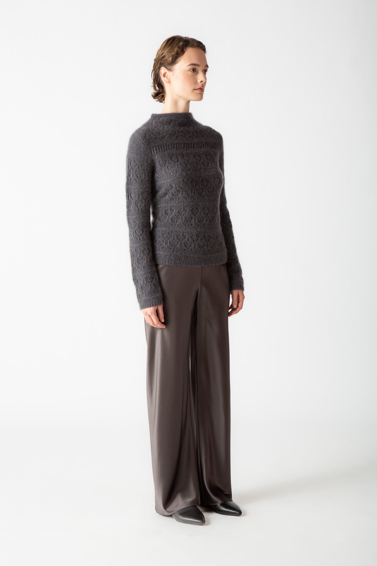 BOUCLE CASHMERE MOCKNECK TOP