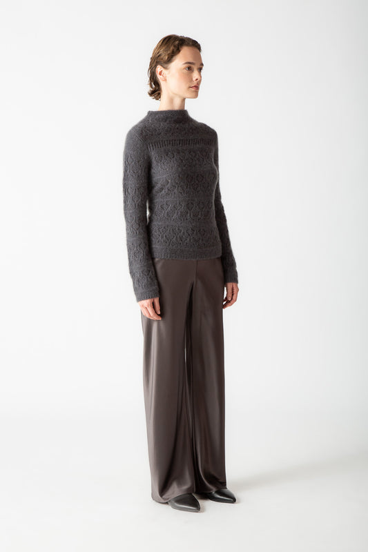 BOUCLE CASHMERE MOCKNECK TOP