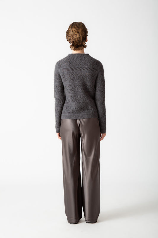 BOUCLE CASHMERE MOCKNECK TOP