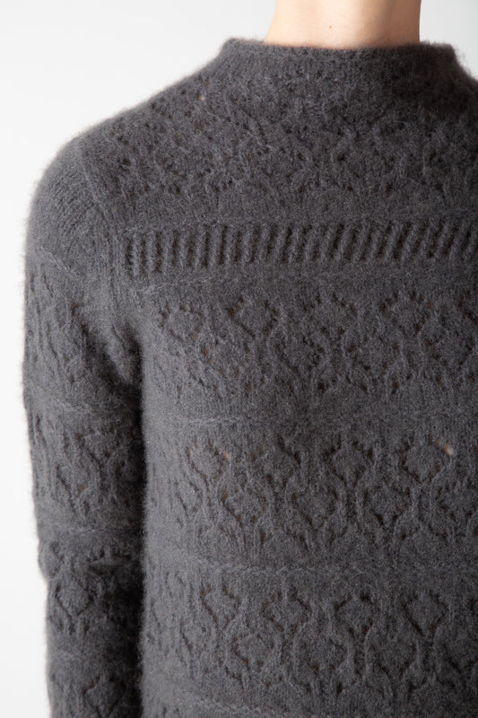BOUCLE CASHMERE MOCKNECK TOP