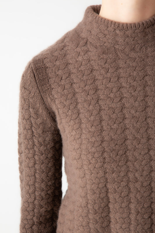 CABLE STITCH MOCKNECK TOP