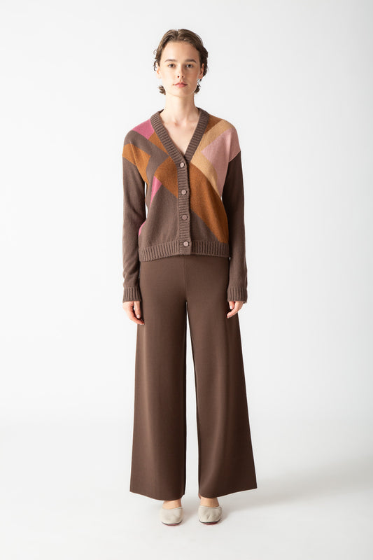 INTARSIA V-NECK CARDIGAN