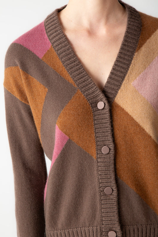 INTARSIA V-NECK CARDIGAN