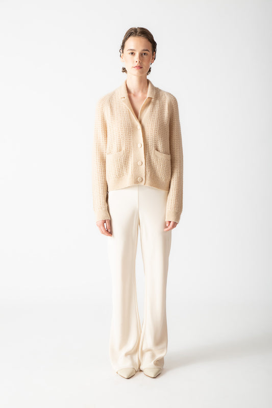 BOUCLE CASHMERE V-NECK CARDIGAN