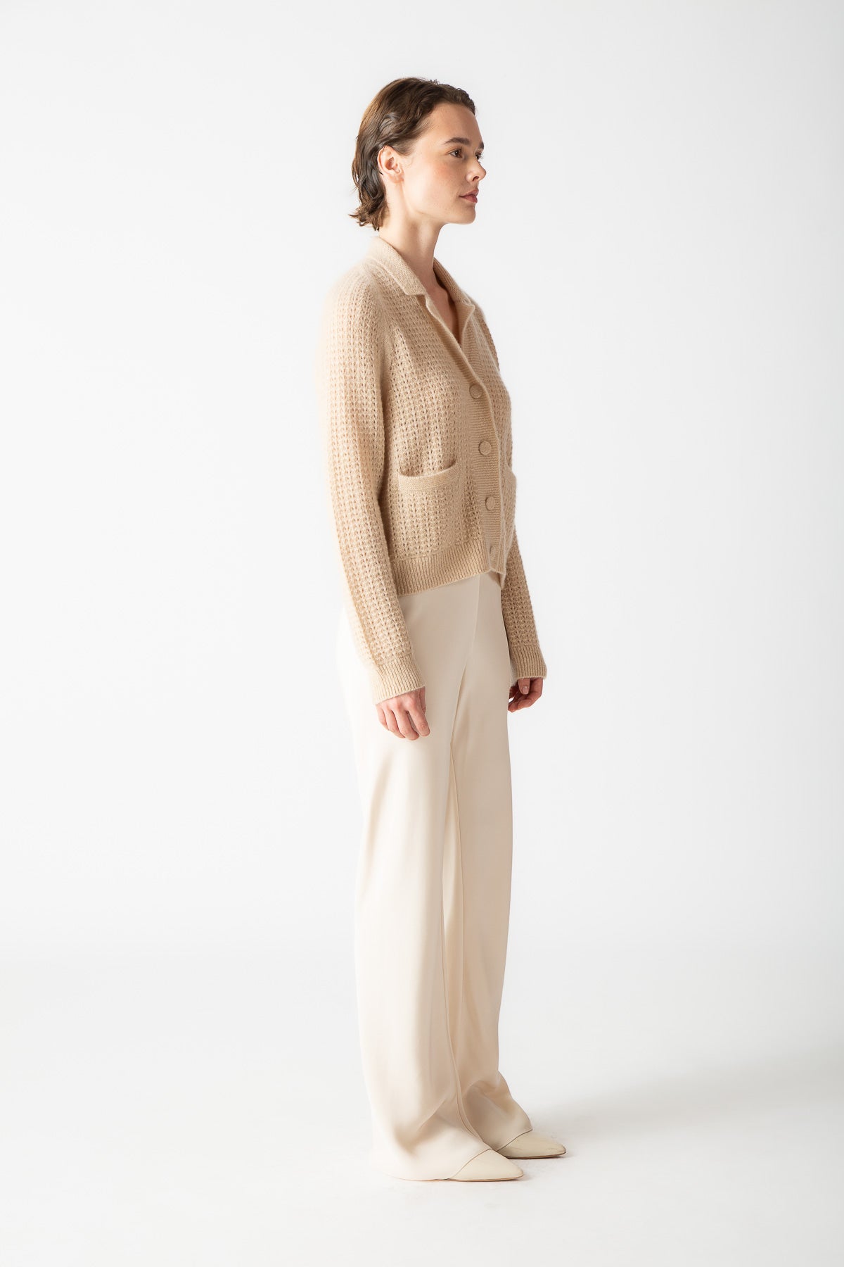 BOUCLE CASHMERE V-NECK CARDIGAN