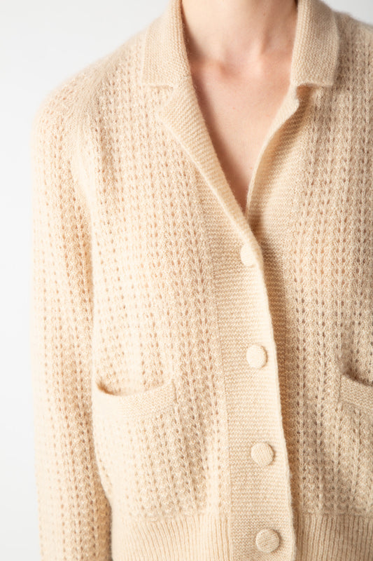 BOUCLE CASHMERE V-NECK CARDIGAN