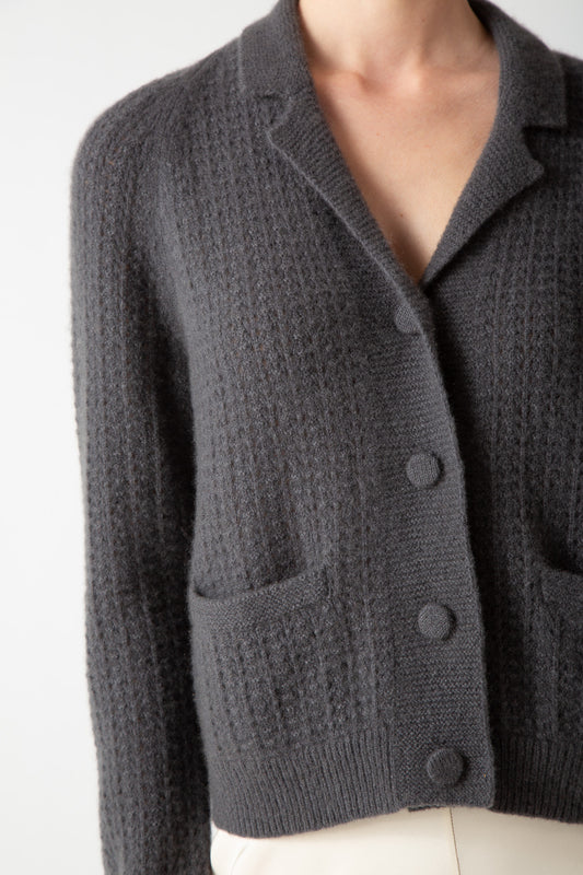 BOUCLE CASHMERE V-NECK CARDIGAN