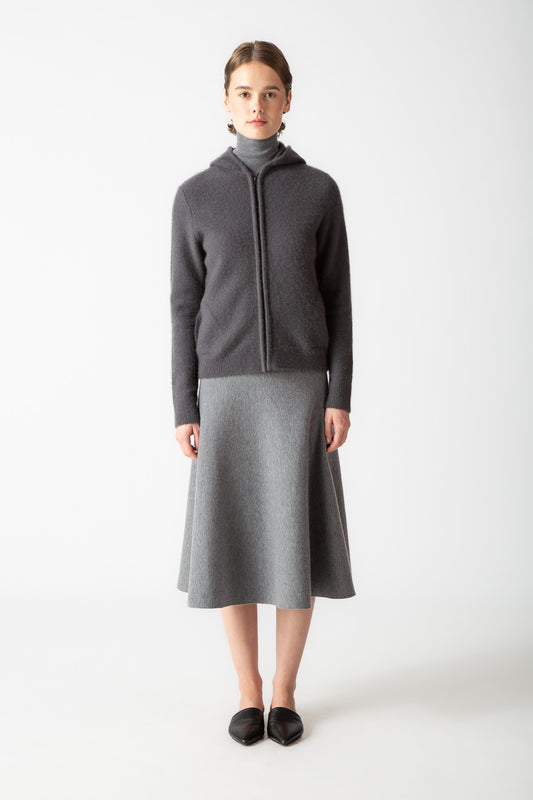 BOUCLE FULL-ZIP HOODIE CARDIGAN