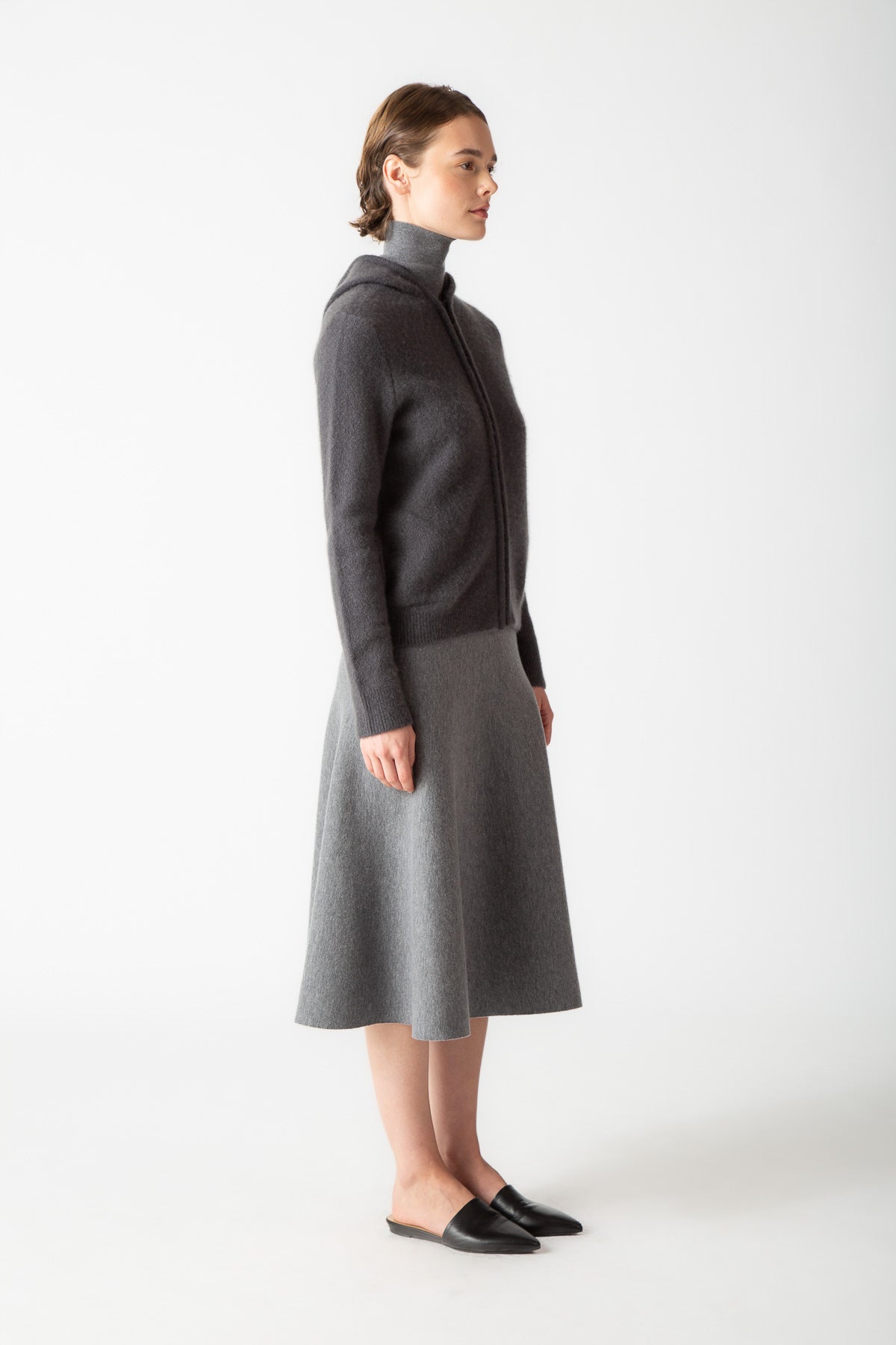 BOUCLE FULL-ZIP HOODIE CARDIGAN