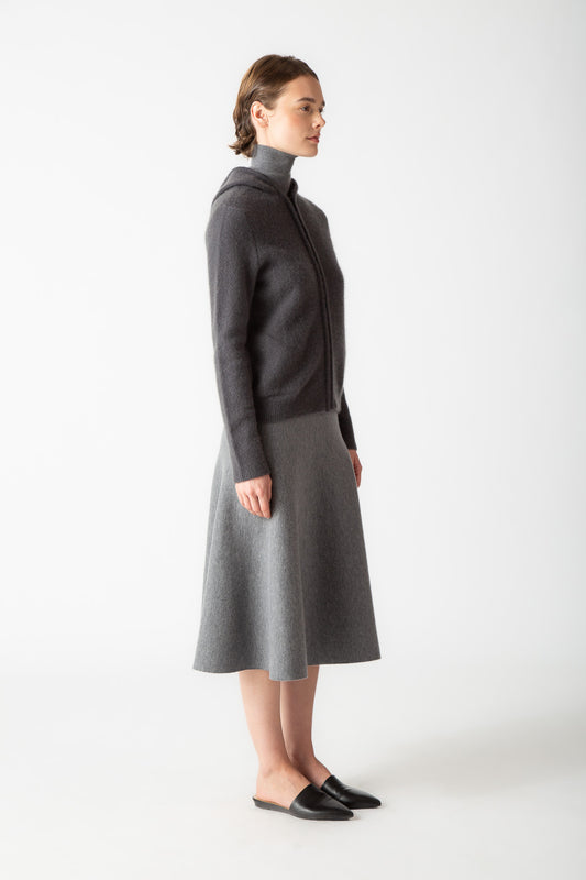 BOUCLE FULL-ZIP HOODIE CARDIGAN