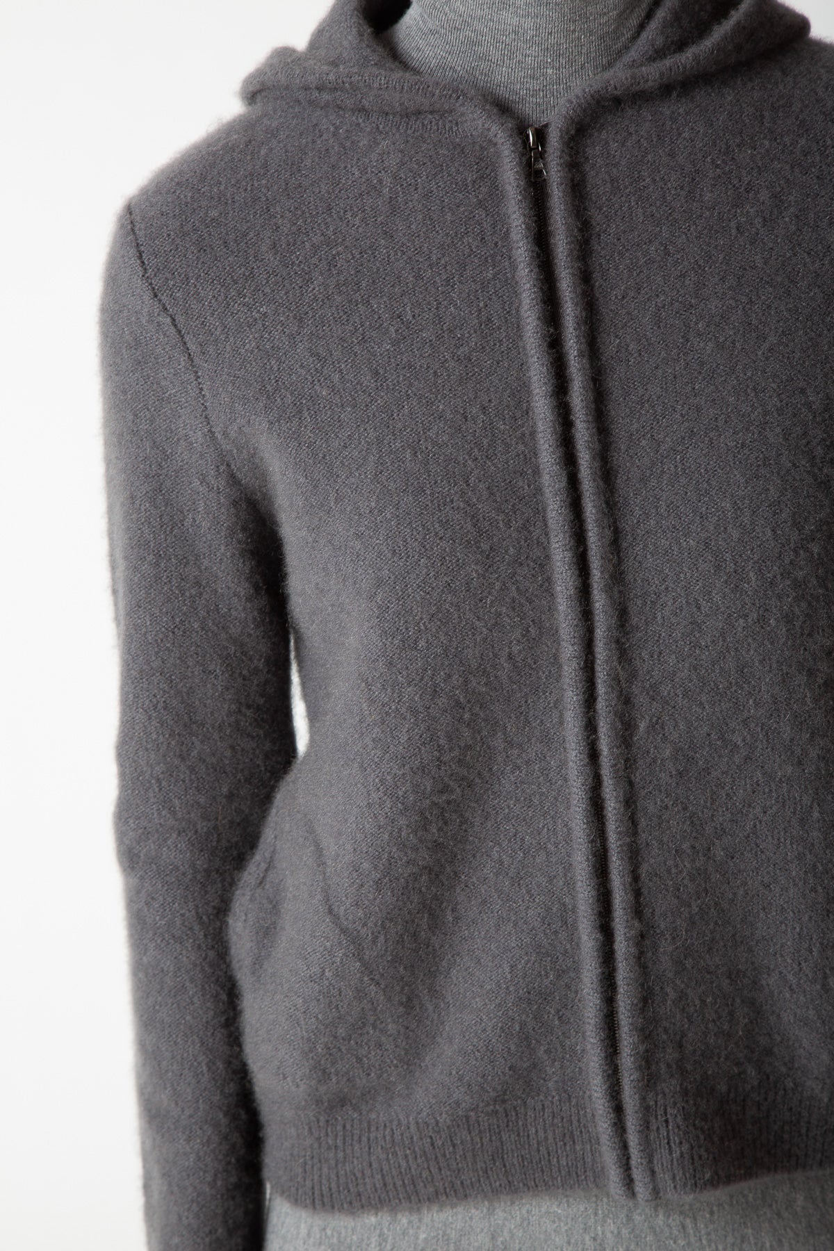 BOUCLE FULL-ZIP HOODIE CARDIGAN