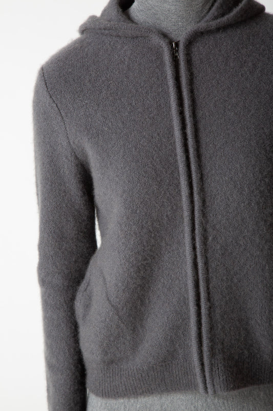 BOUCLE FULL-ZIP HOODIE CARDIGAN