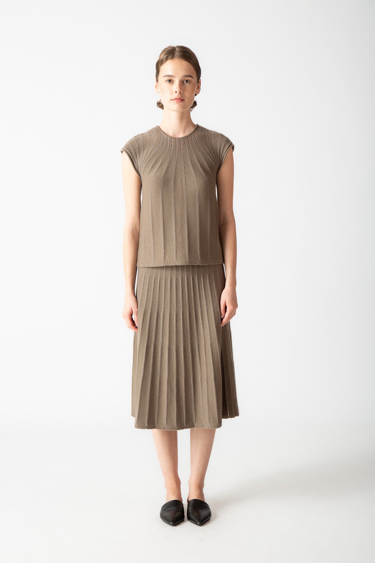 SHEER PINSTRIPE A-LINE SKIRT