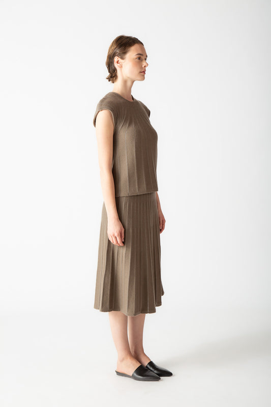 SHEER PINSTRIPE CAP SLEEVE TOP