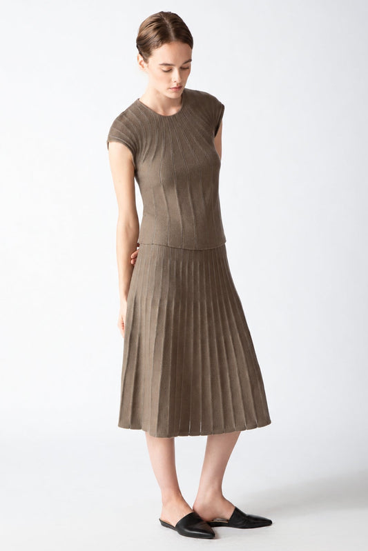 SHEER PINSTRIPE CAP SLEEVE TOP