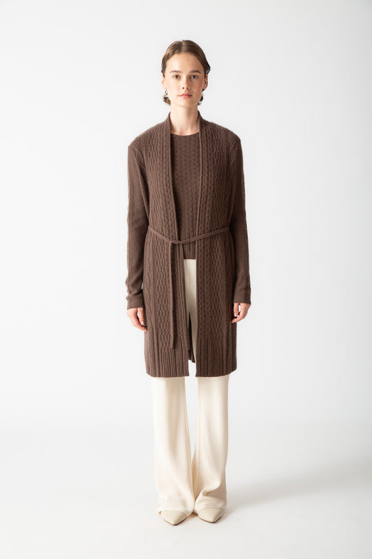 OPEN FRONT CABLE CARDIGAN