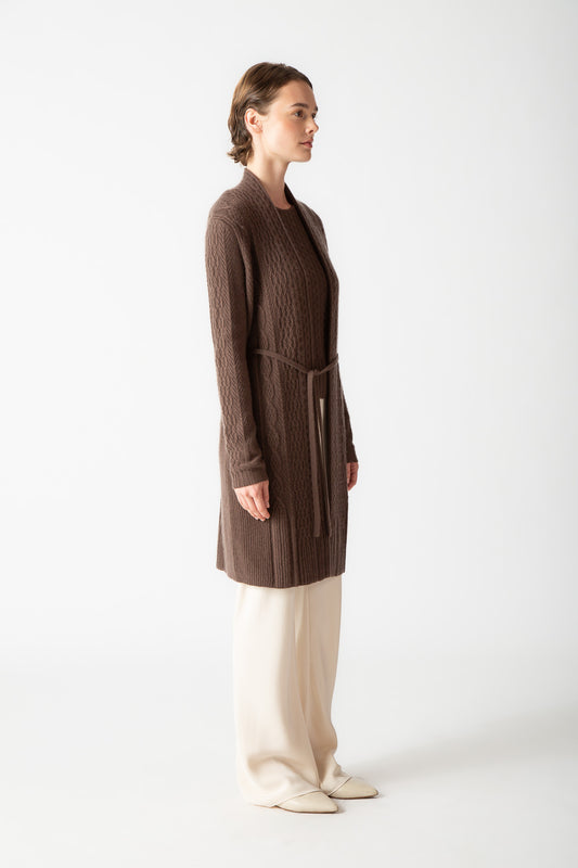 OPEN FRONT CABLE CARDIGAN