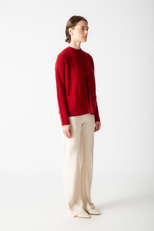 TEXTURED V-NECK CARDIGAN