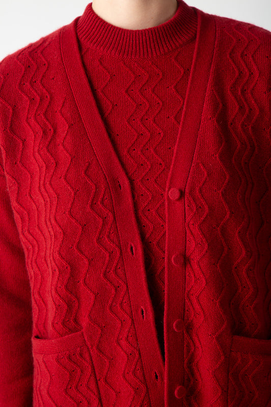 TEXTURED V-NECK CARDIGAN