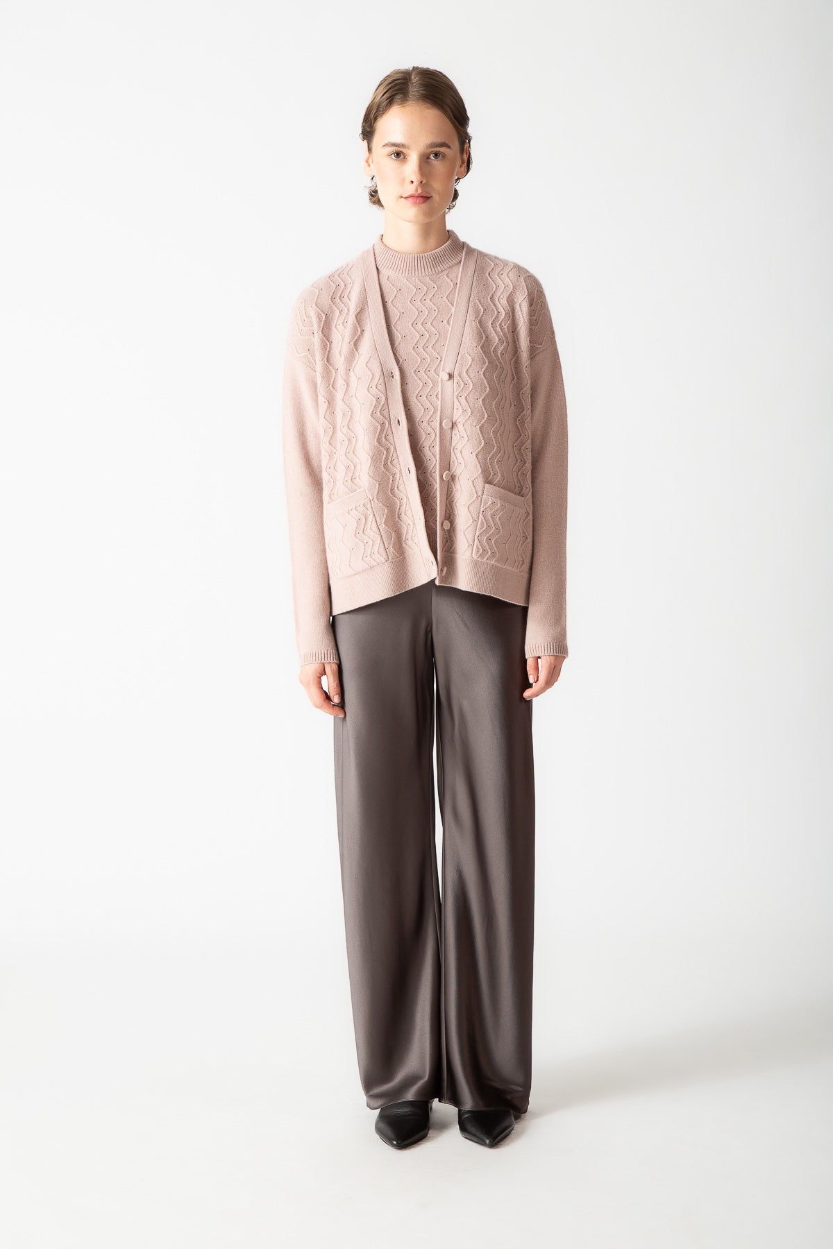 TEXTURED V-NECK CARDIGAN